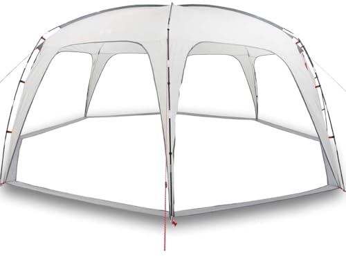 QJBSAVVA Tente de Réception 695 x 695 x 295 cm, Abri de Jardin Grand Dôme pour Piscine Ronde jusqu'à 549 cm, Pavillon en Polyester Gris avec Arceaux en Fibre de Verre pour Fêtes et Camping