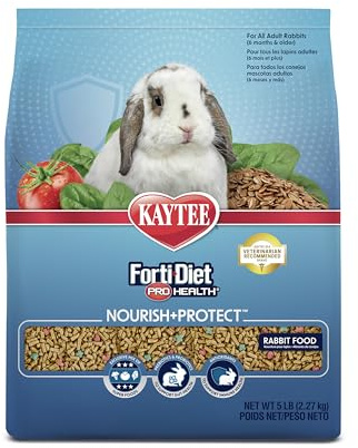 Kaytee Forti-Diet Pro Health Nourish+Protect Adult Rabbit Food, Comprehensive Nutrition Backed by Science, Digestive Health, Immune Support, 5 pounds