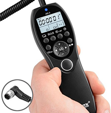 ayex Timer Remote Control AX-3, Compatible with Nikon (DC0) e.g. D850 D810 D810A D800 D800E D700 D500 D5 D4 D4S D300 Low/High-Speed Continuous Shooting, Long Exposure (Bulb), and Timed Shooting