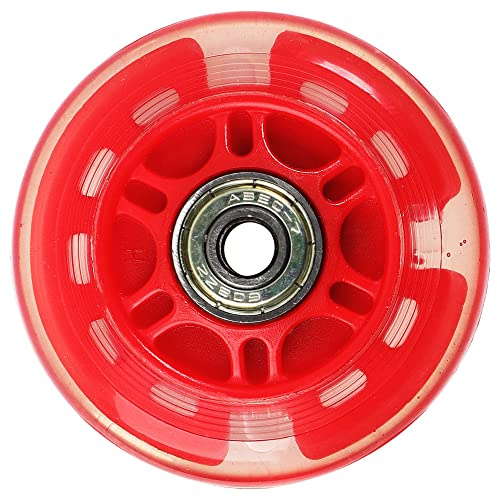 sourcing map 70mm Inline Skate Wheels with ABEC-7, 608ZZ Bearing, Light Up Inline Skate Wheels, Led Flash Flashing Inline Skate Replacement Wheels for Teens(1 PC), Red