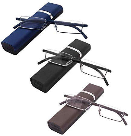 KoKoBin 3 stueck Lesebrille mit Ultraleichtem TR90 Rahmen Lesehilfe Halbbrille aus Metallrahmen mit Halbrahmen Sehehilfe mit Brillenetui für Damen und Herren +1.5