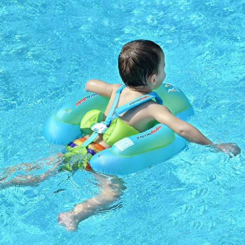 [New Upgraded] Swimbobo Baby Swimming Float Kids Inflatable Swim Ring with Safety Support Bottom Swimming Pool Accessories for 3-36 Months (Blue, XL)