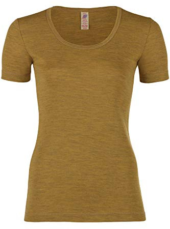 Engel Natur, Damen Shirt Kurzarm, 100% Wolle (kbT) (42-44, Safran)