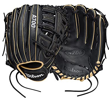 WILSON Uni, Teenager A700 12.5 Baseball-Handschuh, Schwarz/Blond/Weiß