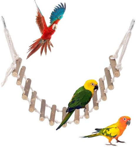 Naturals Rope Wooden Ladder Bird Swing for Parrots & Hamsters