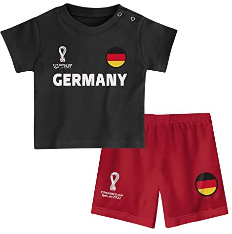 FIFA Unisex Kinder Official World Cup 2022 Tee & Short Set, Toddlers, Germany, Alternate Colours, Age 2, Black, Small