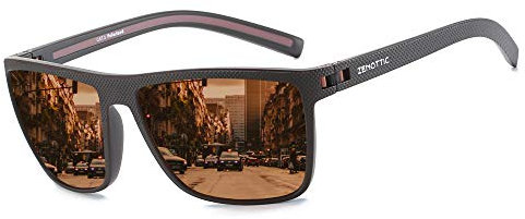 ZENOTTIC Sonnenbrille Herren Polarisiert Leichte TR90 Rahmen UV400 Schutz Quadrat Sonnenbrille