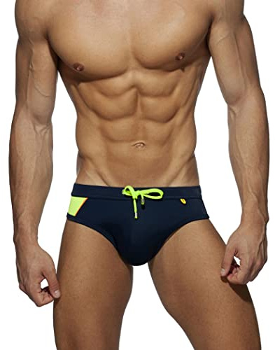RQPYQF Costume da Bagno Uomo, Costume Slip Nuoto Mare e Piscina Uomo Swimming Brief Coulisse Regolabile YK16 (Blu Scuro, XL)