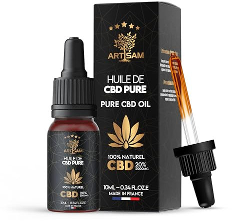 ARTISAM | Huile de CBD PURE H 20% Pressée à Froid | Huile de Graines de chanvre | Formule Premium Fabriquée en France | Sommeil Puissant | cdb Hemp Oil herbe puff hhc 10ml
