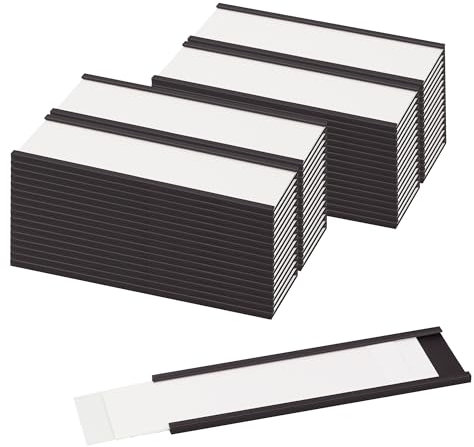 LLPT Magnetische Etikettenhalter | Beschreibbare Magnet-Etiketten für Schule Büro Whiteboards Kühlschränke Magnettafeln (MH3150) | 50 Stück | 30MM x 100MM