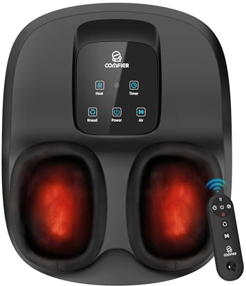 COMFIER Shiatsu Foot Massager with Heat,Kneading, Compression, Massage Machine for Plantar Fasciitis Neuropathy, Remote Control,Heated Foot Warmer, Gifts for Men,Women,Size 13