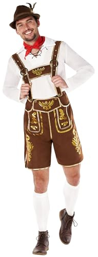 Morph Lederhosen Herrkostym, Oktoberfest Festoutfit Herr Plus Storlek, Bayersk Utklädningsdräkt för Vuxna