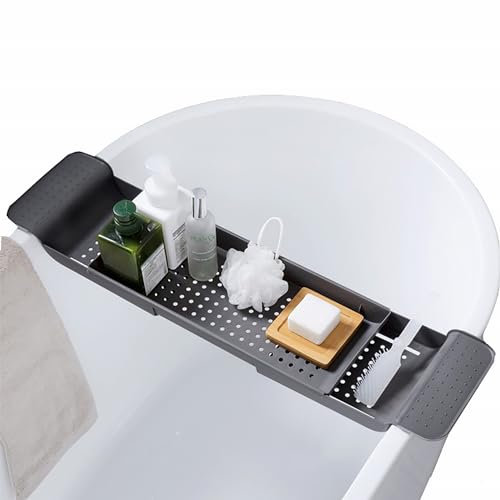 Bath Tray Bathtub Caddy Bathtub Bridge Extendable 50-80Cm Book Phone Pad Holder Toys Shampoo Soap Storage Bathroom Accessories Dish Drainer