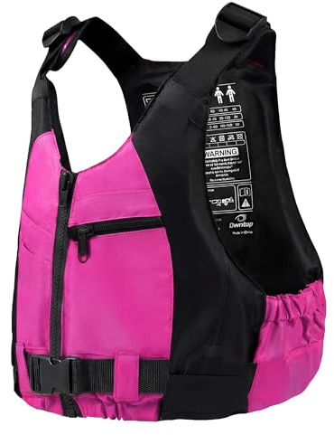 Owntop Aides à la Flottabilité pour Adultes, Veste de Bain Ajustable Mixte, Gilet de Natation avec Poches et Sangle à l'entrejambe pour Le Sup Kayak la Pêche (Couleur Rose, M-L)