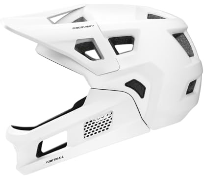 Harilla Casque de Vélo de Montagne Intégral, Accessoires Confortables avec Mentonnière Amovible pour Hommes et Femmes, Casque de Vélo Ventilé, Blanc