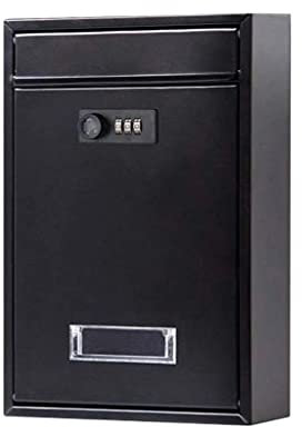 NSTVVEE Cassetta Postale montata con Serratura a Combinazione, Cassetta Postale in Metallo con codice, Cassetta Postale per giornali (Nera)