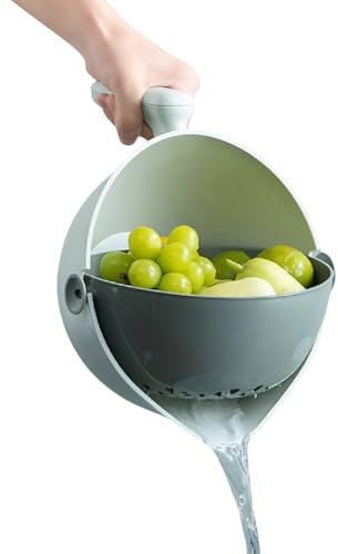 Juego de colador de cocina, colador de plástico 2 en 1, apto para lavavajillas, sin BPA, ideal para drenar y enjuagar pasta, verduras y arroz, herramienta de drenaje de agua eficiente