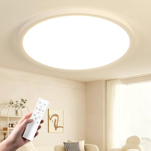 OTREN Plafon LED Techo Regulable 52W 50CM con Mando, Modo Nocturno y Memoria, 3000K–6500K, IP44 Impermeable Lámpara de Techo para Dormitorio, Salón, Cocina y Baño