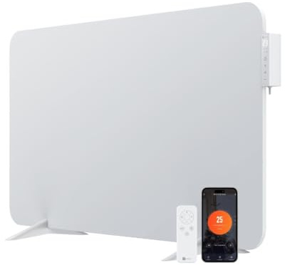 BR Bringer Hybrid Infrarotheizung 1000 Watt mit Konvektion - Smart Thermostat, WIFI & App - für Wandmontage oder als Standgerät für Räume bis 20m² - Energiesparend - Deutsche Qualitätsmarke (weiß)