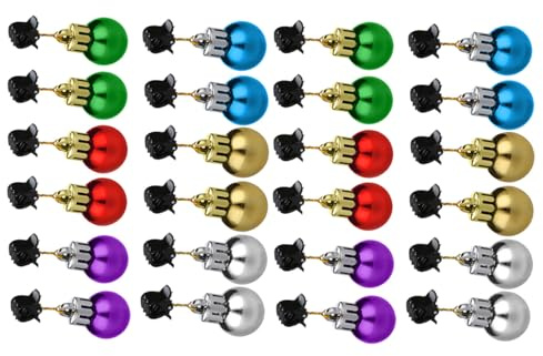 ULTECHNOVO Pinzas para Barba Navideñas Forma de Bola 24 Piezas Colores Surtidos Adornos para Barba y Cabello Accesorios para Decoración de Navidad y Fiestas Festivas