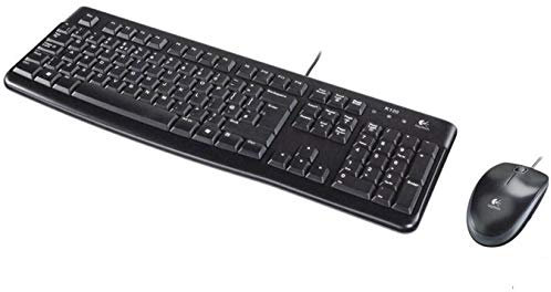 Logitech MK120 Combo con Teclado y Ratón con Cable para Windows, Ratón Óptico con Cable, Teclado de Tamaño Completo, USB Plug-and-Play, PC y Portátil, Disposición QWERTY Portugués - Negro