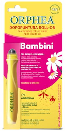 Orphea Dopopuntura Bambini, Roll-on ad Azione Immediata Contro Punture di Insetti, per Pelli Sensibili, Senza Ammoniaca con Estratti Naturali, 10 ml