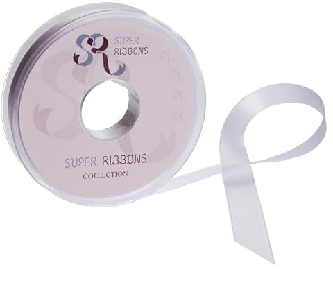 SR SUPER RIBBONS®™ Satin Ribbons Gift Wrapping, Party Decoration, Wedding car, Christmas, Balloons, Hair, Cake, Presents, Wedding Bouquet (White 6mm x 20m)
