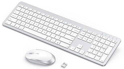 seenda Wireless Keyboard and Mouse Combo, Rechargeable Quiet Keyboard Mouse, Sleek and Ultra Thin Design, Full-Size with Number Pad for Windows, Laptop, PC, Notebook, Desktop- Silver and White