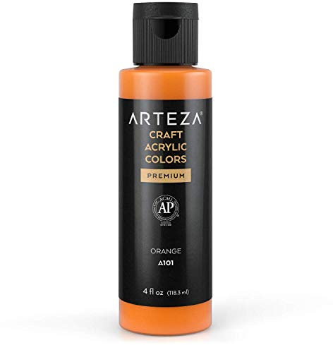 ARTEZA Craft Acrylic Paint, A101 Orange, (118 ml) Bottles, Water-Based, Blendable, Outdoor Paint for Art & DIY Projects on Different Surfaces