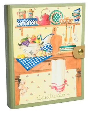 ALFABET - Ricettario Ad Anelli Da Scrivere, Scatola Regalo, Artigianale Italiano, Con Schede Tematiche, Carta Ecologica Stampata, Idea Regalo Per La Mamma, Per La Nonna, Per La Suocera, Verde