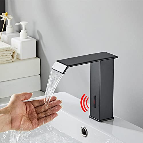Robinet Automatique avec Capteur Infrarouge Noir Robinet Infrarouge pour Lave Main Cascade Mitigeur Salle de Bain-Robinet Eau Froide_Bas