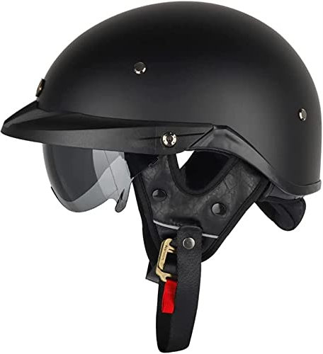 Halbhelme Motorradhelm, Halbschalenhelm Mit ECE Genehmigt Brain-Cap Halbschale Roller-Helm mit Visier Scooter-Helm Chopper Helm Moped Helm Retro für Erwachsene Herren Damen (Color : 4, Size : 55~56C