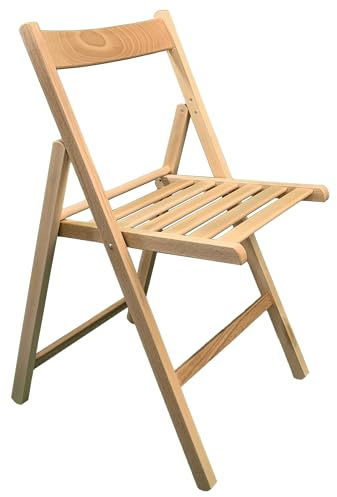 Sicignano | Chaise Pliante Classique Compacte en Bois de Hêtre Naturel 43x49x79h cm - Confortable Facile à Transporter, Camping Jardin Plage Terrasse Balcon, Fabriqué en Italie