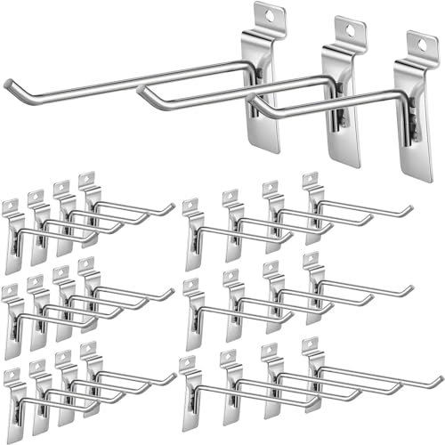 KAHEIGN 24Pcs Lochwandhaken Werkzeugwand Haken Lamellenwand Haken, 10cm/15cm/20cm Stahl Lochplattenhaken Metallhaken für Werkzeugwand, Praktisch und robust Haken für Supermarktregale Werkzeugräume