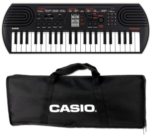 Casio SA-81 Tastiera Portatile a 44 Tasti, Nera/Grigio Chiaro, con Borsa da Trasporto Nera
