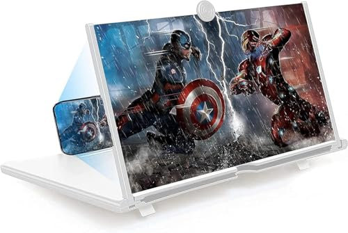 Ant Warrior Amplificador de Pantalla para movil 16 Pulgadas, Lupa para móvil 3D HD, Amplificador Pantalla movil para Videos películas Compatible con Todos los Smartphone (Blanco)