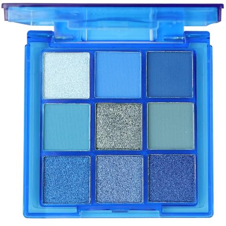 TPTGIAR 9 Farben Lidschatten Palette, Blau Eyeshadow Palette, Langanhaltend & Wasserfest Natürlich Liedschatenpalete, Glitzer Lidschatten Schminkpalette für Den Täglichen Gebrauch
