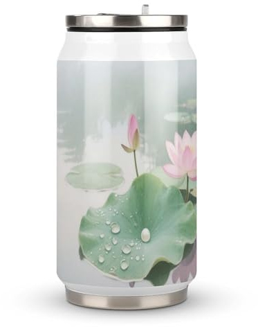 GHEPSDW Water Lilies in The Pond Vacuum Insulated Tumbler, 13Oz Stainless Steel Drinking Cups with Straw, Double Wall Thermal Coffee Mug for Travel, Office & Gym, (Inner 304/Outer 201 Steel)