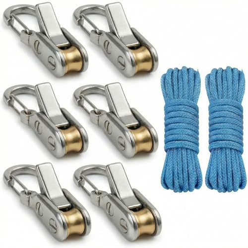 Rope Roller 6 Pack Stainless Steel Cord Tightening Tool with Roller Cam Buckle for Paracord Camping Tent
