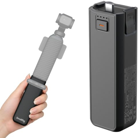 SmallRig Osmo Pocket 4/3 Battery Handle for DJI, 5000mAh Power Grip with 20W Fast Charging, Wireless Mic Audio Direct Connection, 1/4 Thread for Tripod/Selfie Stick, Smart Temperature Control