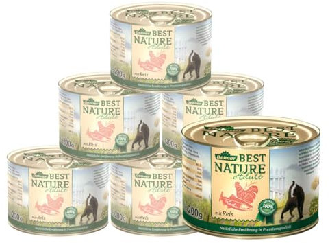 Dehner Best Nature Katzenfutter Adult, Lachs und Huhn mit Reis, 6 x 200 g (1.2 kg)