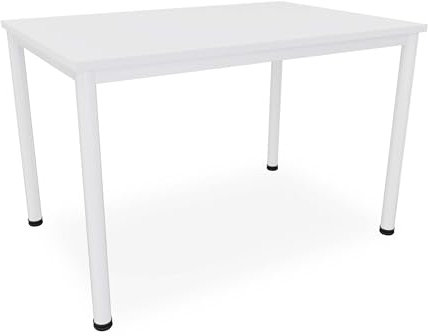Dila GmbH Schreibtisch/Besprechungstisch in verschiedenen Größen und Farben weißes Metallgestell Konferenztisch Arbeitstisch (B: 120 cm x T: 80 cm, Weiß)
