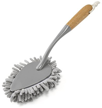 Addis Chenille Duster With Naturally Sterile Bamboo Handle,Grey/Wood,8 x 4 x 33.5 cm