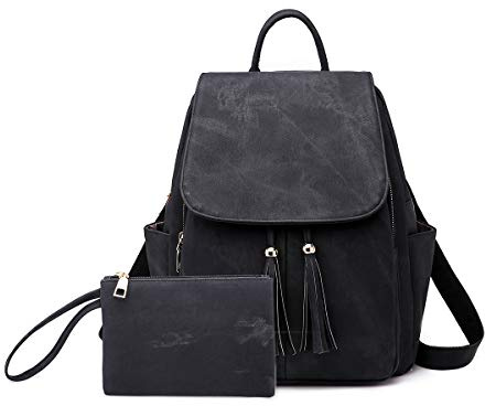 NICOLE & DORIS Sac à Dos pour Femme Sac à Dos Loisir Casual Sac D'épaule Sac à Dos Scolaire pour Dame Noir