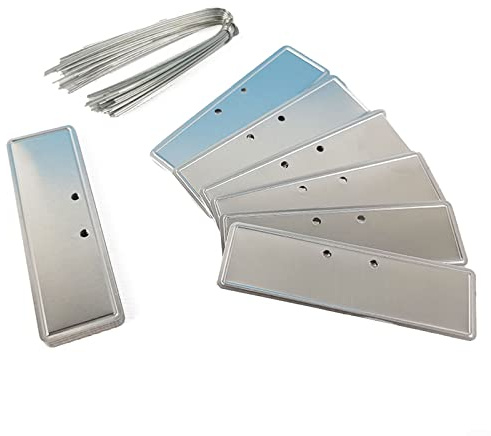Lot de 50 étiquettes en aluminium pour plantes - Double face - En métal - Durable et étanche - 50 fils de fer - 82 x 25 x 0,5 mm