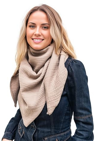 Scandi Linen Paño de muselina para mujer, muselina para mujer, paño de muselina, bufanda de muselina, muselina, pañuelo para el cuello para mujer, bufandas y chales para mujer, paño para mujer, beige