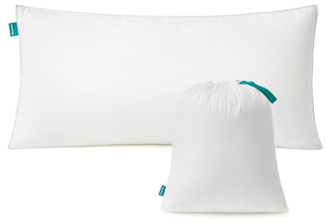 SONGMICS Kopfkissen 40 x 80 cm, Füllung 800 g, Stoffoberfläche aus weichem, gebürstetem Polyester, Kissen, maschinenwaschbar bei 60°, mit Aufbewahrungstasche, wolkenweiß TBP001W01