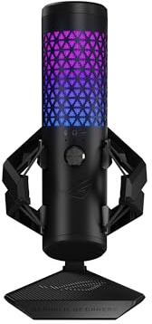 ASUS ROG Carnyx - Microfono da gioco USB (capsula a condensatore da 25 mm, 192 kHz/24 bit, cardioide, filtro passa-alto, filtro pop integrato, supporto shock in metallo, mute one-touch, USB, Aura Sync