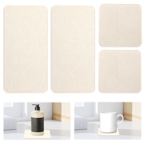 4 Pezzi Sottobicchieri di Diatomite Assorbenti D'Acqua Sottobicchiere di Terra di Diatomee Vassoio in Pietra per Lavello Portasapone Terra Diatomeica Vassoio Pietra Assorbente per Cucina e Bagno