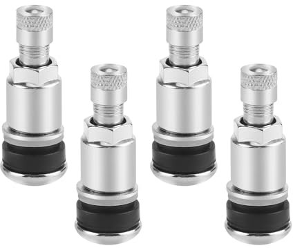 4 Pièces Valve Pneu Voiture, Valves Universelles en Métal Argenté, Valve de Jante en Métal pour Moto Camion